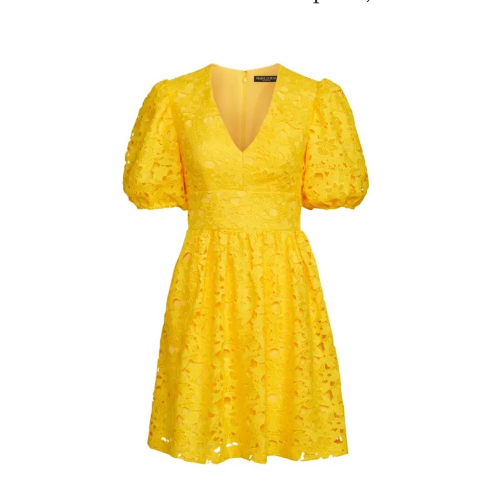 Prabal Gurung for JCP Yellow Lace Puff Sleeve Dress NWT